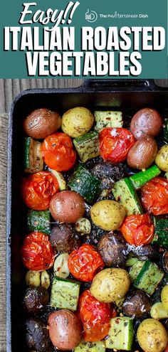 roasted vegetables in a roasting pan ready to be cooked with oil and seasonings