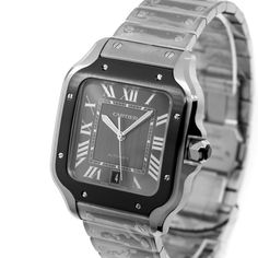 Cartier Santos 40mm Stainless Steel and ADLC Grey Roman Dial WSSA0037-Da Vinci Fine Jewelry Classic Gray Watch For Formal Occasions, Timeless Gray Watch For Formal Occasions, Gray Formal Watch With Round Dial, Formal Gray Watch With Round Dial, Silver Luxury Automatic Watch, Luxury Silver Automatic Watch, Luxury Automatic Silver Watch, Luxury Silver Watch With Analog Display, Classic Gray Watches With Subdials