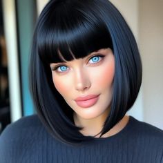 Dark Hair Bob With Bangs, Dark Hair Bob, Hair Bob With Bangs, Dark Hair Bobs, Marie Grippon, Angled Bangs, Kelly Carlson, Kardashian Photos, Bob Haircut For Fine Hair