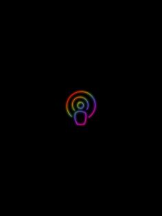 a black background with an image of a person in the center and a rainbow light at the bottom