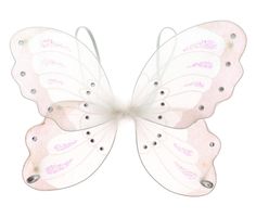 a white butterfly with pink and silver wings