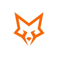 an orange fox's head is shown on a white background with the word,