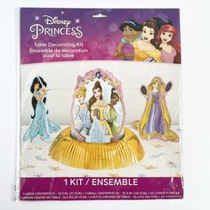 the disney princess party decoration kit is in its package