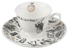 a cup and saucer with an image of animals on it