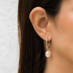 Baroque Pearl Hoop Earrings | Simple & Dainty Simple Hoop Earrings, Baroque Pearl Earrings, Baroque Pearl Necklace, Dainty Studs, Chic Earrings, Gold Filled Ring, Earrings Simple, Pearl Hoop Earrings, Gold Filled Earrings