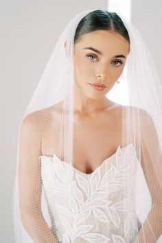 a woman in a wedding dress wearing a veil