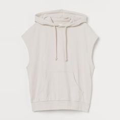 Brand New W/O Tag Shell:Cotton 100% Hood Lining:Cotton 100% Oversized, Sleeveless Hoodie In Lightweight Cotton Sweatshirt Fabric. Double-Layered Drawstring Hood, Gently Dropped Shoulders, A Kangaroo Pocket, And Ribbing At The Hem. Sweatshirt Fabric, Sleeveless Hoodie, Light Tan, Cotton Hoodie, Light Beige, Fashion Company, Outfits For Teens, Black Hoodie, Kangaroo Pocket