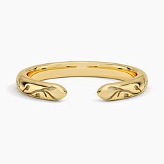 Verdure Engraved Open Wedding Ring - 18K Yellow Gold. Leaves and vines are engraved across the entirety of this nature-inspired ring, adding elevated scenery to a classic band. The open design allows most engagement rings to sit perfectly flush against it. Open Ring Gold, Nature Inspired Rings, Wedding Anniversary Rings, Gold Leaves, Brilliant Earth, Open Design, Open Ring, Anniversary Rings, Nature Inspired