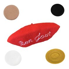 100% Wool Berets Embroidered with 1-2 Words of your choice (Brevity is more appealing to the eye) 5 Colors Available. Stitch Patch, Wool Berets, Berets, Chain Stitch, World Famous, The Eye, Blush Pink, Sunglasses Case, The Creator