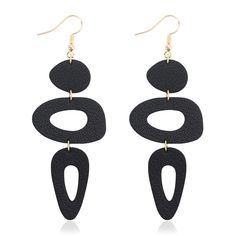 PRICES MAY VARY. 【QUALITY MATERIAL】Lightweight Black Earrings for Women. The layered geometric leather dangle earrings are made of soft goat skin leather from Italy, not PU leather or faux leather. Selected genuine leather, no irritating smell, and won't hurt the skin. Delicate leather, lasting color retention, comfortable touch. 18K Gold Plated hook, nickel free, light to wear and wont produce tension on your earlobes. Hypoallergenic earrings are suitable for sensitive ears. 【LENGTH AND SIZE】Ha Fun Black Jewelry For Birthday, Fun Black Earrings, Holiday Party Jewelry, Big Dangle Earrings, 90s Boho, Black Statement Earrings, Punk Earrings, Leather Earring, Boho Layering