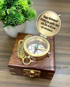 A Beautiful Handmade Brass Compass, Perfect Gift for Retirement For Men And Women, This can be a retirement gift for Teacher, Mother, father, Any Officer. Personalized engraving on this compass makes it more unique and personal. This Compass Can be Engraved Inside , Top Side , Back Side . Size of compass is 2 Inch Size of Leather Case and Wooden Box is 3 inch . The Leather / Wooden case keeps it clean and safe ------------------------------------------ **PERSONALIZATION INSTRUCTIONS** ---------- Retirement Gift For Men, Retirement Gift Ideas For Men, Army Retirement Gift, Retirement Gift For Teacher, Retirement Gift Basket, Army Retirement, Brass Compass, Personalized Retirement Gifts, Teacher Retirement Gifts