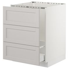 a white cabinet with three drawers on each side