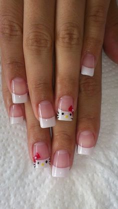 Paznokcie Hello Kitty, Hello Kitty Nail, Kitty Nail, Hello Kitty Nails, Really Cute Nails, Soft Nails, Cat Nails, Kawaii Nails