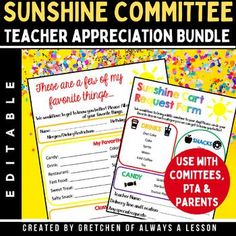 the sunshine committee teacher appreciation bundle includes activities for students to use in their homeschool