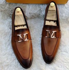 Men's casual loafers · tomorrowsmile · Online Store Powered by Storenvy Luxury Brown Slip-ons With Round Toe, Brown Flat Heel Business Dress Shoes, Brown Flat Heel Dress Shoes For Business, Designer Brown Leather Business Shoes, Brown Dress Shoes With Rubber Sole And Flat Heel, Luxury Brown Leather Shoes With Flat Heel, Brown Dress Shoes With Flat Rubber Sole, Designer Brown Slip-on Loafers, Luxury Brown Plain Toe Slip-ons