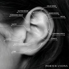 One Ear Piercing - Porter Lyons One Ear Piercing, Piercing Guide, Denim Bar, Price List Design, Forward Helix, Safety Precautions, Ear Party, Flat Back Earrings, Ear Earrings