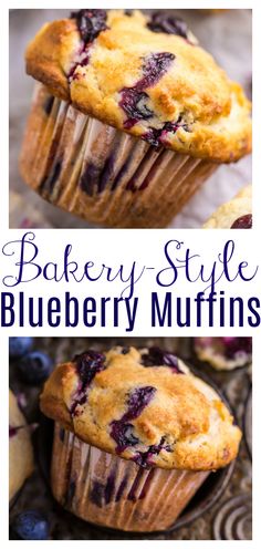 two blueberry muffins are shown with the title above it