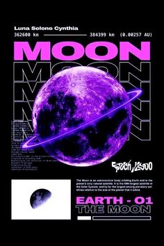 a poster for the moon music festival with an image of saturn in purple and black