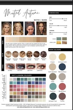 True Muted Color Palette, Soft Autumn Worst Colors, Soft Autumn Color Palette Fashion, Autumn Mute Outfit, Muted Autumn Color Palette, Soft Autumn Hair, Bardot Makeup, Soft Autumn Makeup