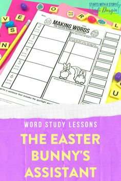 an easter bunny's assistant worksheet with the words word study lessons on it