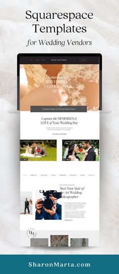 the wedding website is displayed on a laptop screen