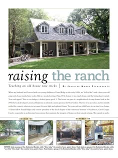 an article about raising the ranch with pictures of different houses and trees in front of it