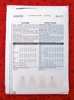 "I am pleased to offer Butterick B4377. This costume sewing pattern is for: ** a lined, floor-length cape with a hood, a gathered neckline, and a decorative closure. ** a Medieval-style floor length dress that has a close-fitting, lined, drop, shaped bodice, with princess seams, long sleeves, a flared skirt with godets, and back zipper closing. This pattern will accommodate Misses' and Plus sizes 14, 16, 18, and 20; bust sizes 36\" - 42\", waist sizes 28\" - 34\", and hip sizes 38\" - 44\". The Costume Sewing Pattern, Costume Sewing, Medieval Gown, Cape Cloak, Dress Cape, Costume Sewing Patterns, Historical Reenactment, Decorative Hooks, Medieval Fashion