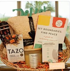 "\"Let Me CHAI in Peace!\" Relax, Rewind & Recharge\". Rest & Relaxation Tea gift basket. Nothing says relax and recharge like a cup a piping hot tea & a good book!" Tea Gift Basket, Relaxation Gift Basket, It's Monday Again, Cookie Crunch, Monday Again, Relaxing Tea, It's Monday, Relax Spa, Relaxation Gifts