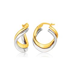 Featuring two polished twisted and entwined hoops crafted in 14K white and yellow gold, these beautiful earrings are a feast for the eyes. They come with snap style backings. Double Twist, Twist Styles, Snap Lock, Twist Style, Earring Crafts, Fine Jewellery Earrings, Gold Hoop Earrings, Metal Stamping, Luxury Jewelry