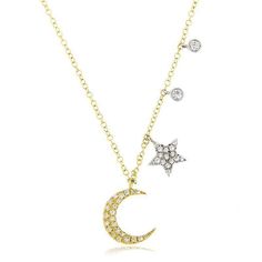 Moon and Stars Necklace-Meira T-Swag Designer Jewelry Moon And Star Jewelry, Star Diamond Necklace, Gold Key Necklace, Pear Shaped Diamond Necklace, Beautiful Diamond Necklace, Diamond Star Necklace, Diamond Evil Eye, Jewelry Brands, Sparkle Necklace