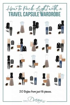 How to Pack Light with a Stylish Capsule Wardrobe for Travel Outfit Planner Printable, Travel Capsule Wardrobe Fall, Travel Outfit Planner, Capsule Wardrobe For Travel, Stylish Travel Outfit, Stylish Capsule Wardrobe, Packing Wardrobe, Outfits Sommer, Outfit Planner