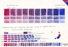 the color chart for different shades of purple and blue is shown in this drawing, which shows