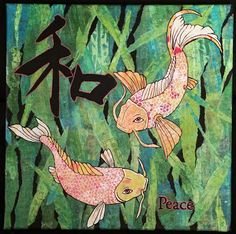 Peaceful Fish Gelli Collage- WOYWW #317 Gelatin Printing, Gourd Painting, Gel Prints, Coy Fish, Paper Collages, Paper Fish, Gelli Prints, Gel Printing