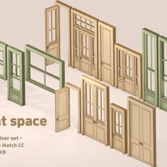 an assortment of doors and windows with the text instant space above them in 3d format