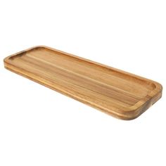 a wooden cutting board on a white background