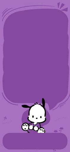 a purple background with an image of a little dog sitting on the ground and looking at something