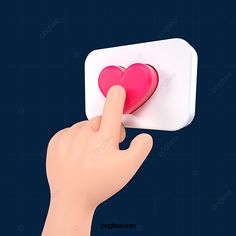 a hand touching a button with a heart on it