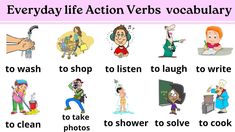 an image of everyday life action verbs