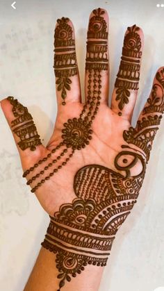 a hand with henna tattoos on it