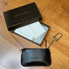 Authentic Gucci Brown Leather Diamant Embossed Key Coin Pouch Like New Condition Box Included Made In Italy Horsebit Key Attachment 4 Brown Silver, Coin Pouch, Gucci Bags, Emboss, Gucci Bag, Wallets, Brown Leather, Coin, In Italy