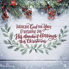 a christmas card that says, thank god for you and wishing you his abundant offerings this christmas