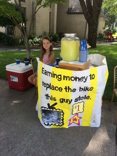 Lemonade stand. Lemonade Stand, Lemonade, Trash Can, Bike