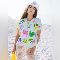 Shine Like Royalty In Our Queen Of Sparkles Sequin Colorblock Shell Tee- Even On The Beach Or Vacay! Sparkle And Dazzle With Every Move In This Eye-Catching, Sequin-Adorned Masterpiece. Stand Out In Style And Make A Statement Wherever You Go. Get Yours Now! Playful Multicolor Tops For Beach Season, Playful Pink Tops For Beach Season, Playful Short Sleeve Tops For Beach Season, Queen Of Sparkles, Sparkle Top, Move In, Color Blocking, The Beach, Sequin