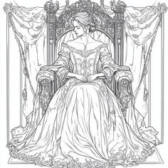 Fun Queen Coloring Page Coloring Pages for Everyone Fantasy Colouring Pages, Fantasy Coloring Pages For Adults, Fantasy Colouring Pages For Adults, Steampunk Coloring Pages For Adults, Fae Coloring Pages For Adults, Motor Coordination, Steampunk Coloring, Vampire Books, Queen Art