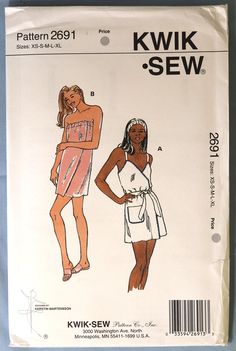 the sewing pattern for kwik sew is shown in two different colors and sizes