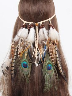 Gypsy Peacock Feathers Headwear Indian Feathers, Wedding Headwear, Bohemian Headband, Boho Mode