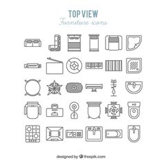 the top view of furniture icons