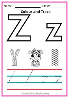 the letter z worksheet for children to learn how to write and draw letters