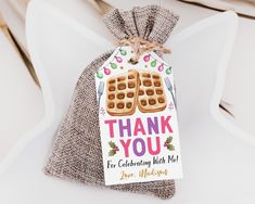 a thank you bag with waffles on it