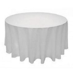 a round table with white cloth on it